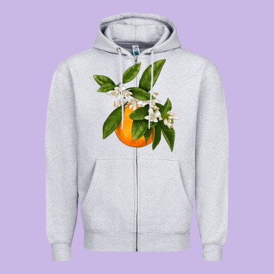 Tangerine Zipper Hoodie Designed By Lillyallendesigns