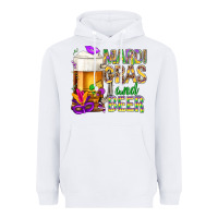 White Mardi Gras and beer Heavyweight Hoodie - NancyCooperArtShop