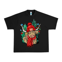 Black Red Christmas long haired Cow Urban Heavy Tee - NancyCooperArtShop