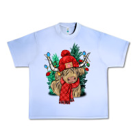 Grape Ice Red Christmas long haired Cow Urban Heavy Tee - NancyCooperArtShop