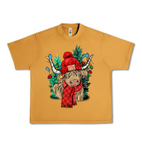 Peanut Butter Red Christmas long haired Cow Urban Heavy Tee - NancyCooperArtShop