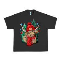 Pigment Black Red Christmas long haired Cow Urban Heavy Tee - NancyCooperArtShop