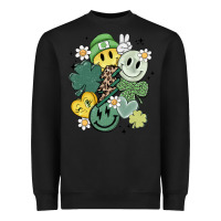 Black st patricks day green smile Heavyweight Sweatshirt - MaliasSmallBusiness