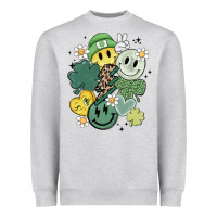 Heather Grey st patricks day green smile Heavyweight Sweatshirt - MaliasSmallBusiness