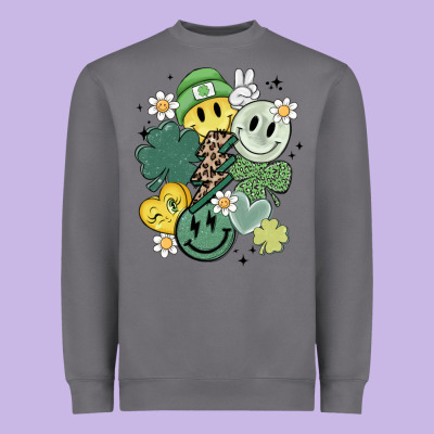 St Patricks Day Green Smile Heavyweight Sweatshirt Designed By Maliassmallbusiness