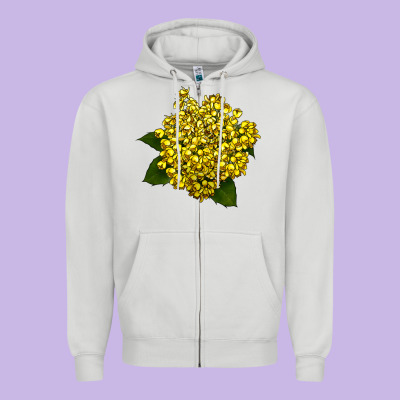 Oregon Grape Flower Illustrations Zipper Hoodie Designed By Lillyallendesigns