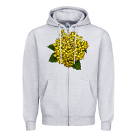 Heather Grey Oregon Grape Flower Illustrations Zipper Hoodie - LillyAllenDesigns