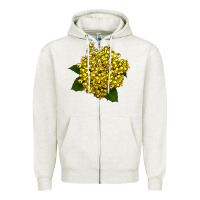 Oatmeal Heather Oregon Grape Flower Illustrations Zipper Hoodie - LillyAllenDesigns