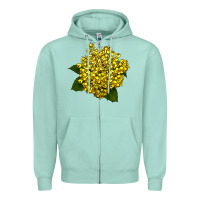 Seafoam Oregon Grape Flower Illustrations Zipper Hoodie - LillyAllenDesigns