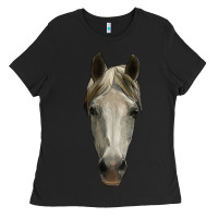 Black horse head Ladies Tee - RanaPortraitStore