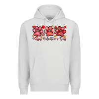 Dove Grey Happy Valentine's Day paws Valentine's Day Premium Hoodie - HowdyJamesFarm