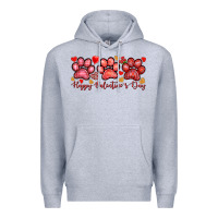Heather Grey Happy Valentine's Day paws Valentine's Day Premium Hoodie - HowdyJamesFarm