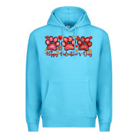 Ocean Blue Happy Valentine's Day paws Valentine's Day Premium Hoodie - HowdyJamesFarm