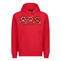 Red Happy Valentine's Day paws Valentine's Day Premium Hoodie - HowdyJamesFarm