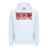 White Happy Valentine's Day paws Valentine's Day Premium Hoodie - HowdyJamesFarm