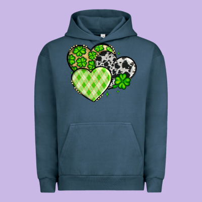 St. Patrick's Day Cowhide Hearts Urban Hoodie Designed By Oliviacreatesart
