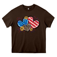 Chocolate Brown American Flag heart Heavy Core Tee - CowGirlArtShop