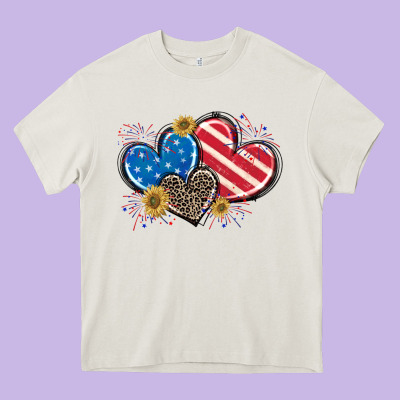 American Flag Heart Heavy Core Tee Designed By Cowgirlartshop