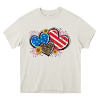 Cream American Flag heart Heavy Core Tee - CowGirlArtShop