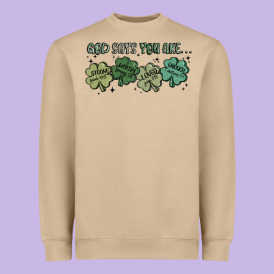 God Says I Am Patrick's Day Heavyweight Sweatshirt Designed By Maliassmallbusiness