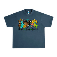 Midnight Navy peace love cross Urban Heavy Tee - AdoDesignShop