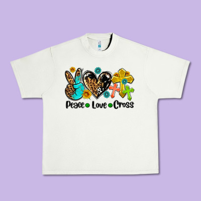 Peace Love Cross Urban Heavy Tee Designed By Adodesignshop