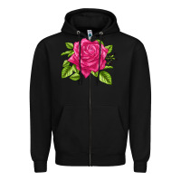 Black Perfume Delight Rose Zipper Hoodie - LillyAllenDesigns