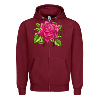Burgundy Perfume Delight Rose Zipper Hoodie - LillyAllenDesigns