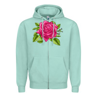 Seafoam Perfume Delight Rose Zipper Hoodie - LillyAllenDesigns