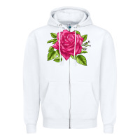 White Perfume Delight Rose Zipper Hoodie - LillyAllenDesigns