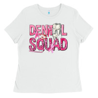 White Dental Squad with Teeth Ladies Tee - texasbilliewilder