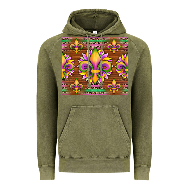 Mardi Gras Sunflowers Fleur, De Lis Glitter Leopard Background Vintage Hoodie by Artiststas | Teevron