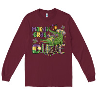 Burgundy mardi gras dude alligator Long Sleeve Tee - MaliasSmallBusiness