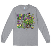 Heather Grey mardi gras dude alligator Long Sleeve Tee - MaliasSmallBusiness