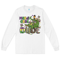 White mardi gras dude alligator Long Sleeve Tee - MaliasSmallBusiness