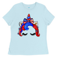 Baby Blue 4th of july unicorn Ladies Tee - Zillion Design Studio