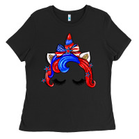 Black 4th of july unicorn Ladies Tee - Zillion Design Studio