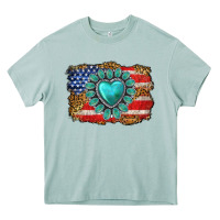 Arona American flag leopard turquoise gemstone Heavy Core Tee - Neo Western