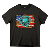 Asphalt American flag leopard turquoise gemstone Heavy Core Tee - Neo Western
