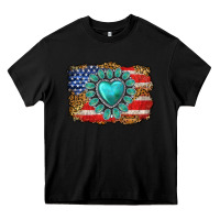 Black American flag leopard turquoise gemstone Heavy Core Tee - Neo Western