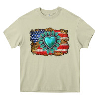 American Flag Leopard Turquoise Gemstone Heavy Core Tee | Teevron
