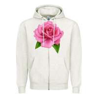 Oatmeal Heather Perfume Delight Rose Zipper Hoodie - LillyAllenDesigns
