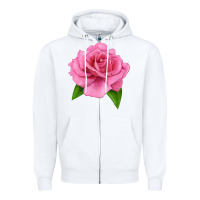 White Perfume Delight Rose Zipper Hoodie - LillyAllenDesigns