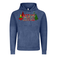 Vintage Denim merry christmas glitter plaid trees Vintage Hoodie - AdoDesignShop