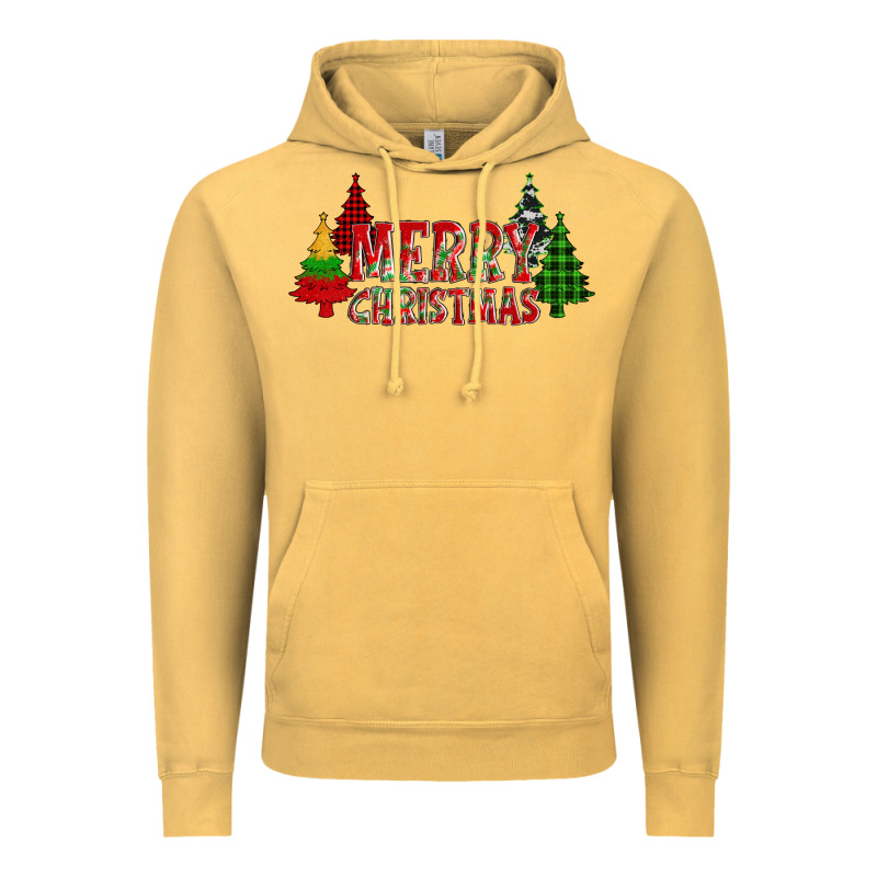 Merry Christmas Glitter Plaid Trees Vintage Hoodie by AdoDesignShop | Teevron