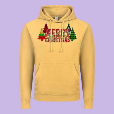 Merry Christmas Glitter Plaid Trees Vintage Hoodie Designed By Adodesignshop