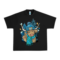 Black Winter long haired Cow Urban Heavy Tee - NancyCooperArtShop