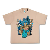 Burro Winter long haired Cow Urban Heavy Tee - NancyCooperArtShop