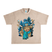 French Oak Winter long haired Cow Urban Heavy Tee - NancyCooperArtShop