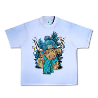 Grape Ice Winter long haired Cow Urban Heavy Tee - NancyCooperArtShop